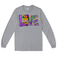 Heather Grey Mardi Gras Love With Gnome Long Sleeve Tee - BundleAndBundleShop