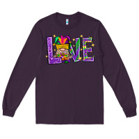 Plum Mardi Gras Love With Gnome Long Sleeve Tee - BundleAndBundleShop