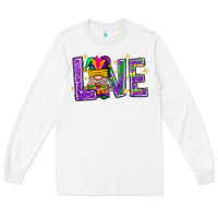 White Mardi Gras Love With Gnome Long Sleeve Tee - BundleAndBundleShop
