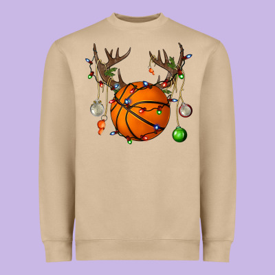 Basketball Horn Christmas Heavyweight Sweatshirt Designed By Bundleandbundleshop