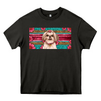 Asphalt Western Shih Tzu License Plate Design Heavy Core Tee - JahusDesignShop