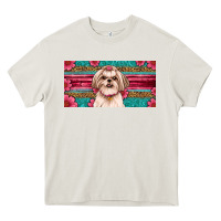 Cream Western Shih Tzu License Plate Design Heavy Core Tee - JahusDesignShop