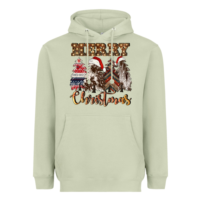 Merry Christmas Trees Heavyweight Hoodie by CowGirlArtShop | Teevron