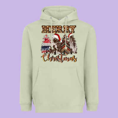 Merry Christmas Trees Heavyweight Hoodie Designed By Cowgirlartshop