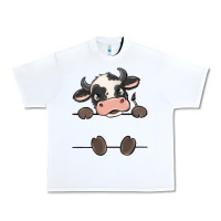White custom cow Urban Heavy Tee - MaliasSmallBusiness