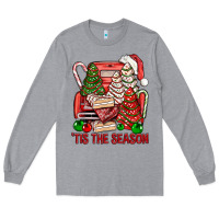 Heather Grey Tis The Season Christmas Cakes Truck Long Sleeve Tee - BundleAndBundleShop