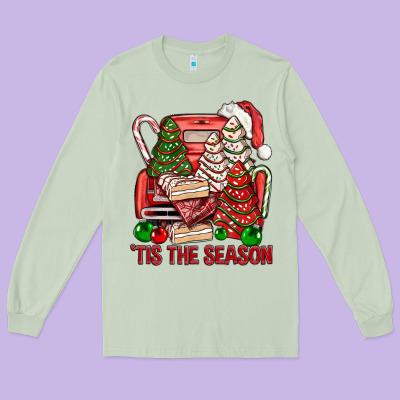 Tis The Season Christmas Cakes Truck Long Sleeve Tee Designed By Bundleandbundleshop