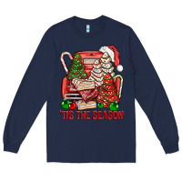 Navy Tis The Season Christmas Cakes Truck Long Sleeve Tee - BundleAndBundleShop