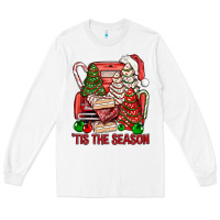 White Tis The Season Christmas Cakes Truck Long Sleeve Tee - BundleAndBundleShop
