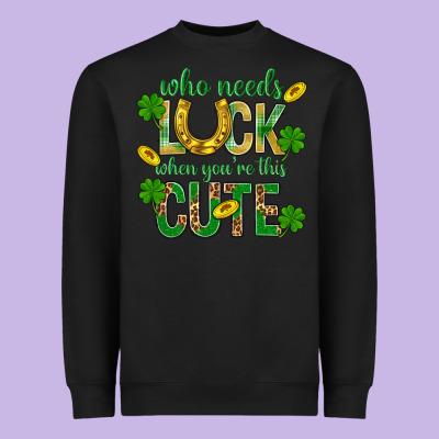 Who Needs Luck When You're This Cute St. Patricks Heavyweight Sweatshirt Designed By Bundleandbundleshop