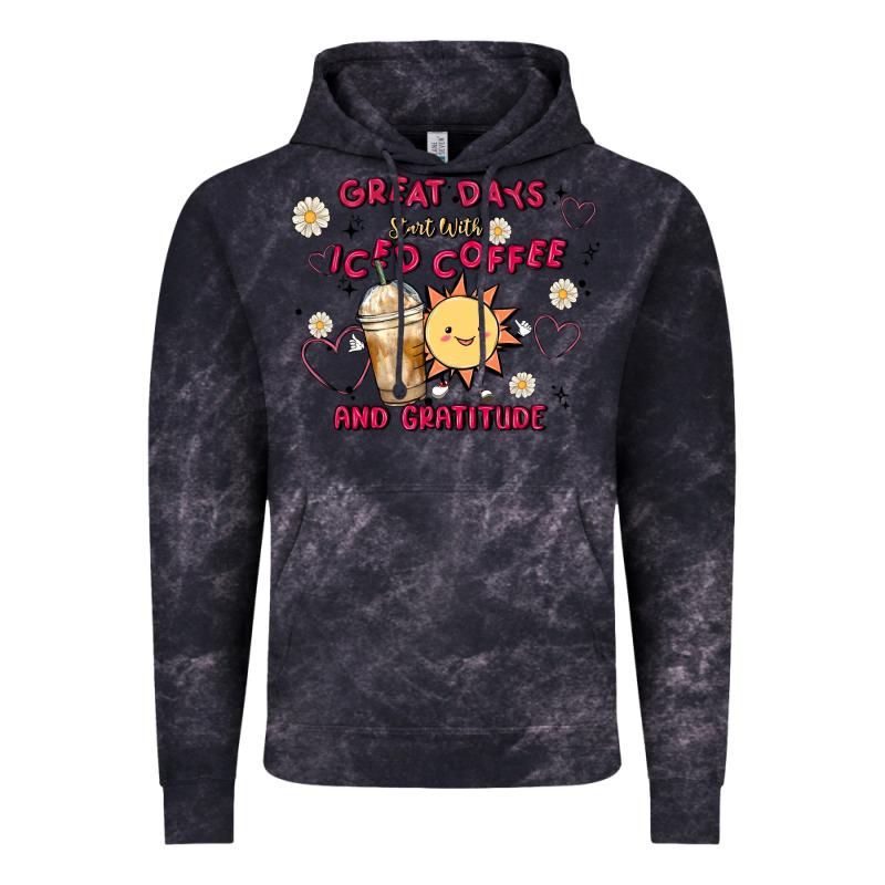Great Days Start With Iced Coffee And Gratitude Vintage Hoodie by MaliasSmallBusiness | Teevron