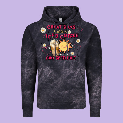 Great Days Start With Iced Coffee And Gratitude Vintage Hoodie Designed By Maliassmallbusiness