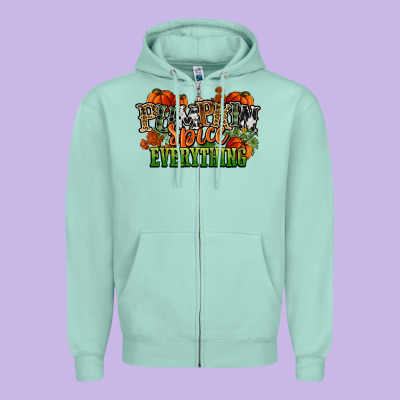 Pumpkin Spice Everything Fall Zipper Hoodie Designed By Nancycooperartshop