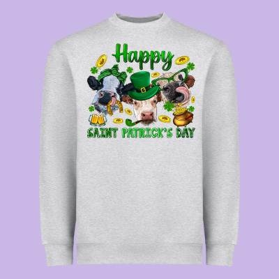Happy Saint Patrick's Day With Clover Heavyweight Sweatshirt Designed By Bundleandbundleshop