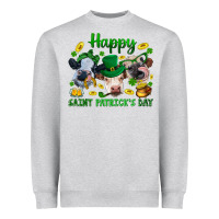 Heather Grey Happy Saint Patrick'S Day With Clover Heavyweight Sweatshirt - BundleAndBundleShop