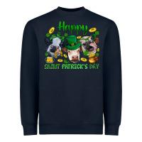 Navy Happy Saint Patrick'S Day With Clover Heavyweight Sweatshirt - BundleAndBundleShop