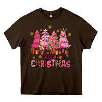 Chocolate Brown pink christmas trees Heavy Core Tee - AdoDesignShop
