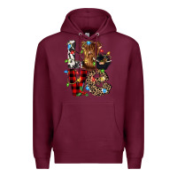Burgundy love cow gnomies Premium Hoodie - CowGirlArtShop