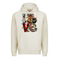 Oatmeal Heather love cow gnomies Premium Hoodie - CowGirlArtShop
