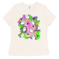 Bone ghost halloween patch Ladies Tee - BundleAndBundleShop