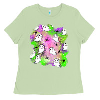 Matcha ghost halloween patch Ladies Tee - BundleAndBundleShop