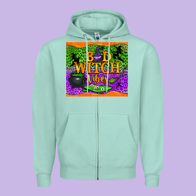 Bad Witch Vibes Zipper Hoodie Designed By Nancycooperartshop