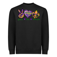 Black Peace Love Mardi Gras Heavyweight Sweatshirt - BundleAndBundleShop