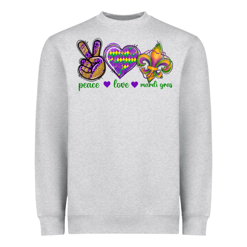 Peace Love Mardi Gras Heavyweight Sweatshirt by BundleAndBundleShop | Teevron