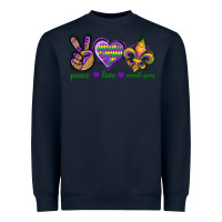 Navy Peace Love Mardi Gras Heavyweight Sweatshirt - BundleAndBundleShop