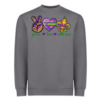 Storm Peace Love Mardi Gras Heavyweight Sweatshirt - BundleAndBundleShop