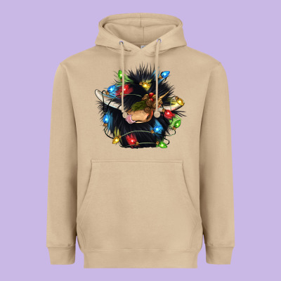 Christmas Black Angus Gnome Heavyweight Hoodie Designed By Cowgirlartshop