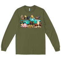 Army Green Farm Animals Truck Long Sleeve Tee - BundleAndBundleShop