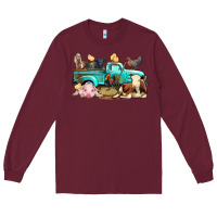 Burgundy Farm Animals Truck Long Sleeve Tee - BundleAndBundleShop
