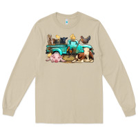 Mushroom Farm Animals Truck Long Sleeve Tee - BundleAndBundleShop