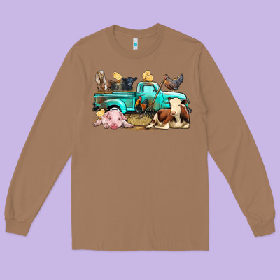 Farm Animals Truck Long Sleeve Tee Designed By Bundleandbundleshop