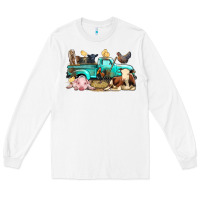 White Farm Animals Truck Long Sleeve Tee - BundleAndBundleShop