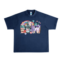 Navy unicorn coffee cups Urban Heavy Tee - NancyCooperArtShop