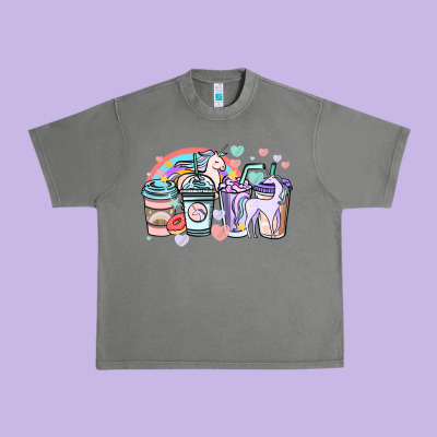 Unicorn Coffee Cups Urban Heavy Tee Designed By Nancycooperartshop