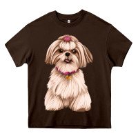 Chocolate Brown Shih Tzu Dog Design Heavy Core Tee - JahusDesignShop