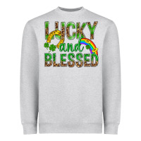 Heather Grey Lucky And Blessed St Patricks Heavyweight Sweatshirt - BundleAndBundleShop