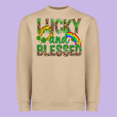 Lucky And Blessed St Patricks Heavyweight Sweatshirt Designed By Bundleandbundleshop