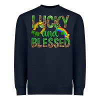 Navy Lucky And Blessed St Patricks Heavyweight Sweatshirt - BundleAndBundleShop
