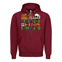 Burgundy Under Caffeinated and Over Stimulated Zipper Hoodie - texasbilliewilder