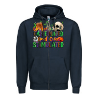 Navy Under Caffeinated and Over Stimulated Zipper Hoodie - texasbilliewilder