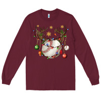 Burgundy Baseball Horn Christmas Long Sleeve Tee - BundleAndBundleShop