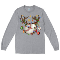 Heather Grey Baseball Horn Christmas Long Sleeve Tee - BundleAndBundleShop