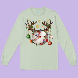 Baseball Horn Christmas Long Sleeve Tee Designed By Bundleandbundleshop