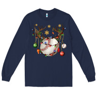 Navy Baseball Horn Christmas Long Sleeve Tee - BundleAndBundleShop