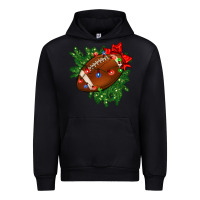 Black american football christmas with lights and ribbon Urban Hoodie - FaDigitalArtStudio