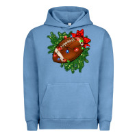 Pigment Pebble Blue american football christmas with lights and ribbon Urban Hoodie - FaDigitalArtStudio